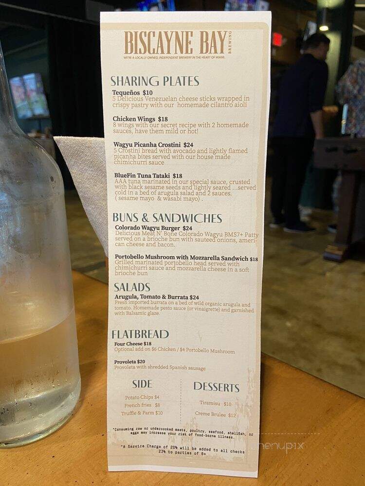 Biscayne Bay Brewing - Miami, FL menu_pic
