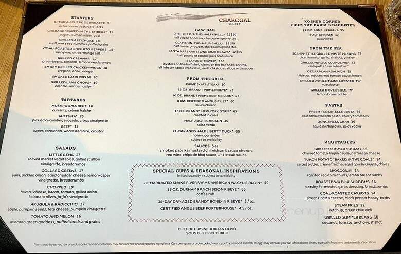 Charcoal Sunset - West Hollywood, CA menu_pic