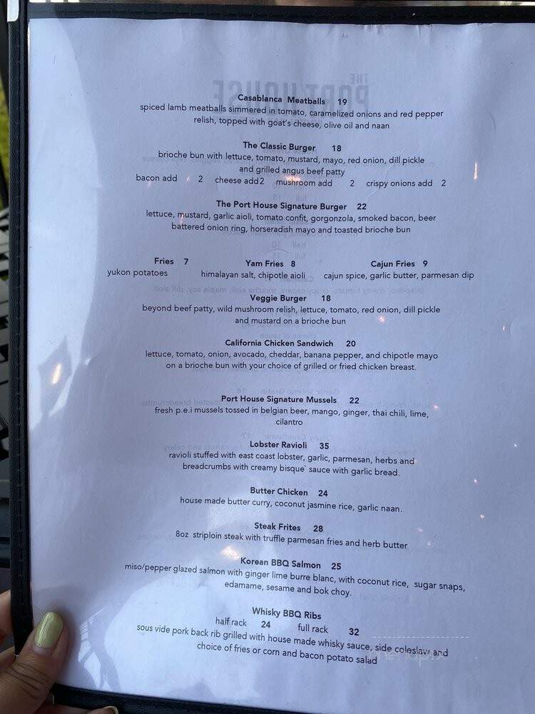 The Port House Social Bar and Kitchen - Burlington, ON menu_pic