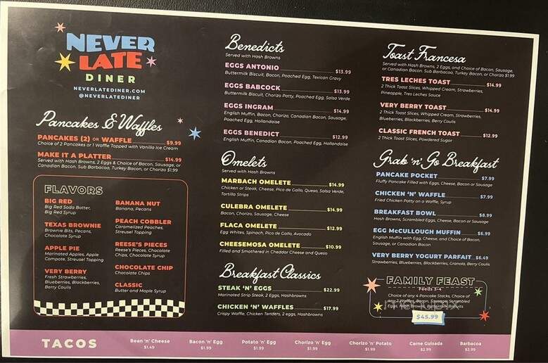 Never Late Diner - San Antonio, TX menu_pic