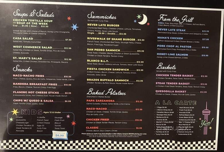 Never Late Diner - San Antonio, TX menu_pic