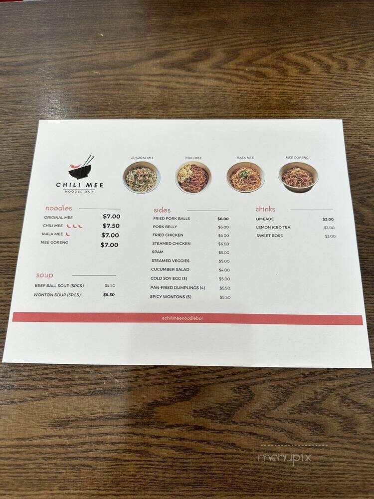 Chili Mee Noodle Bar - Alhambra, CA menu_pic