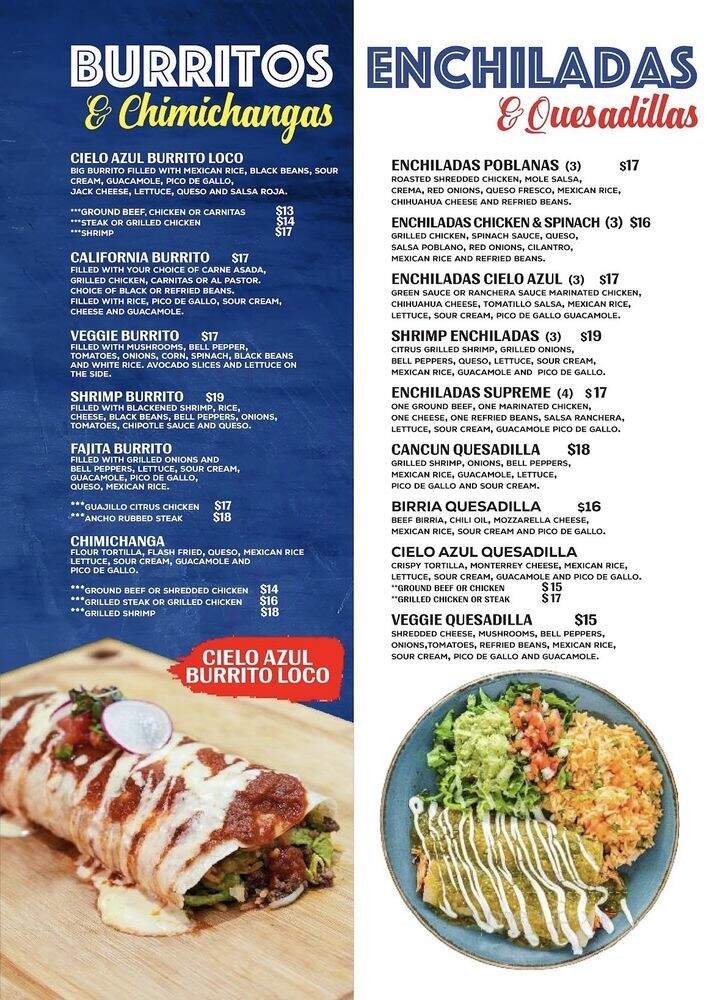 Cielo Azul Mexican Kitchen and Seafood - Jacksonville, FL menu_pic