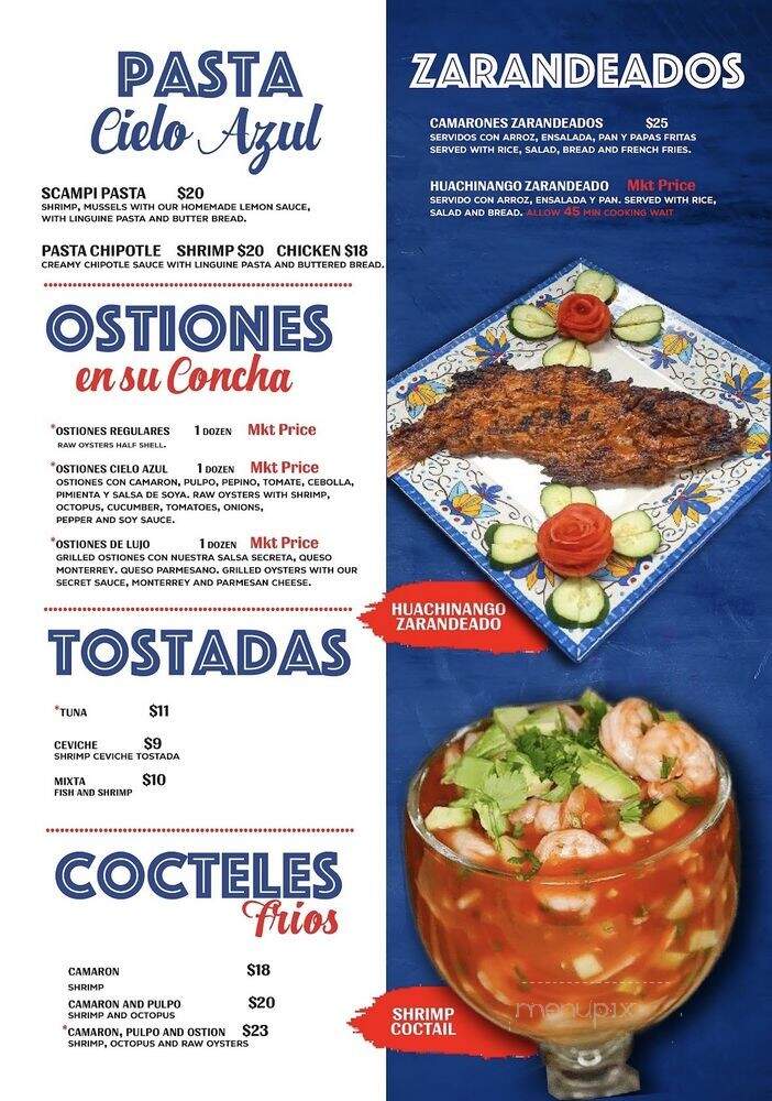 Cielo Azul Mexican Kitchen and Seafood - Jacksonville, FL menu_pic