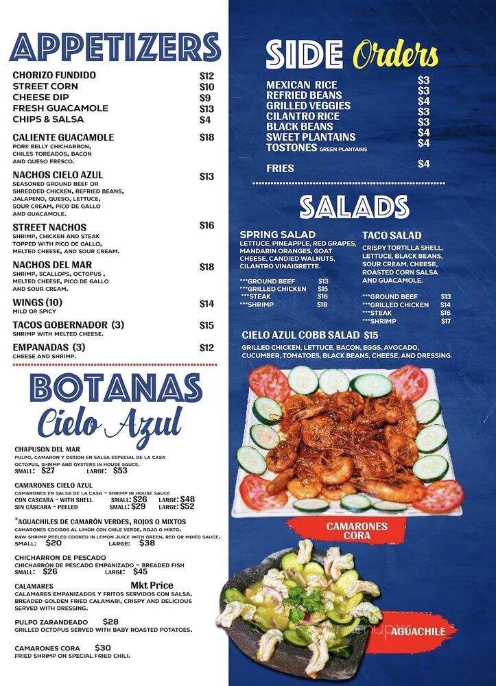 Cielo Azul Mexican Kitchen and Seafood - Jacksonville, FL menu_pic