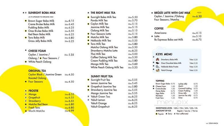 Sunright Tea Studio - Folsom, CA menu_pic
