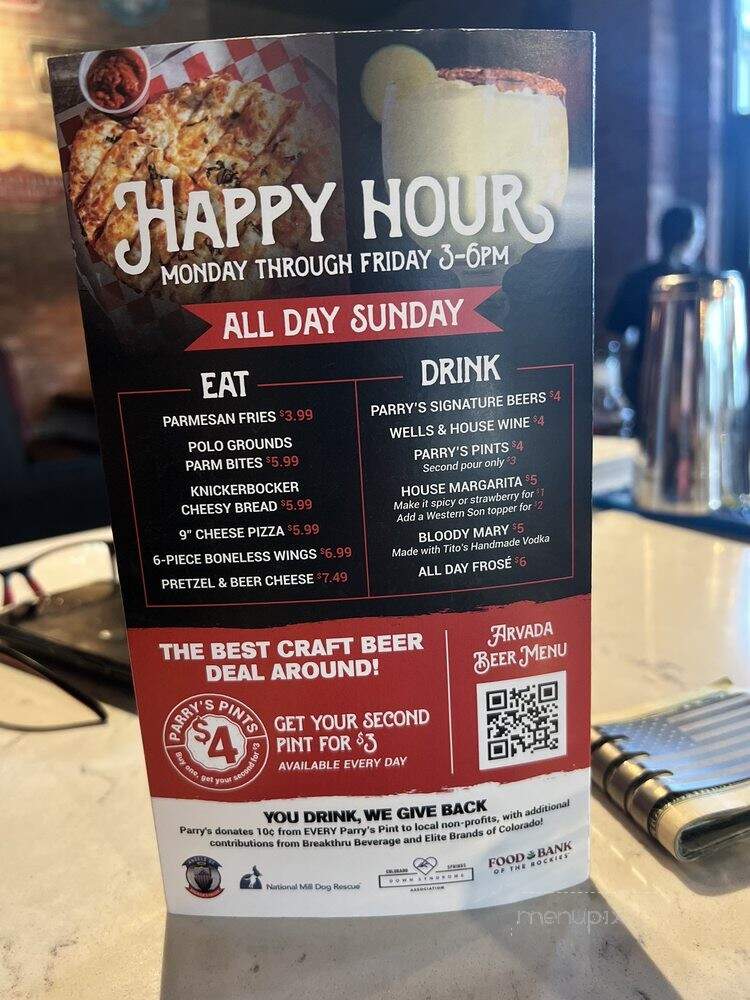 Parry's Pizzeria & Taphouse - Arvada, CO menu_pic