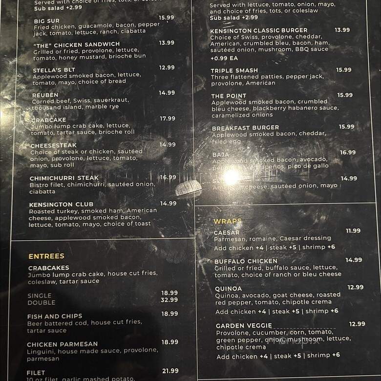 Stella Point Grille - Kensington, MD menu_pic