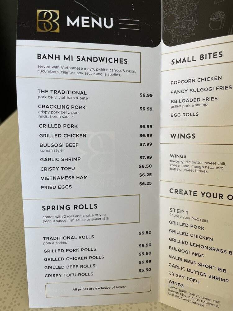 BB Bistro Box - Houston, TX menu_pic
