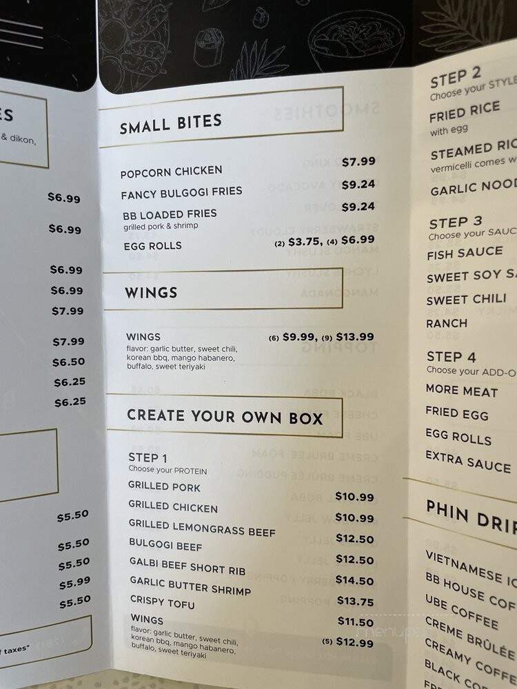 BB Bistro Box - Houston, TX menu_pic