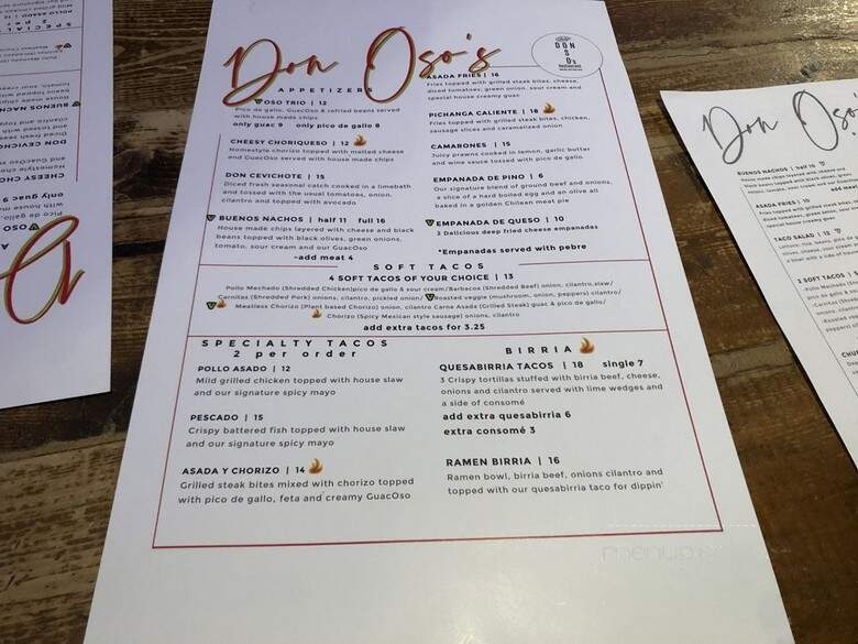 Don Oso's - Vancouver, BC menu_pic