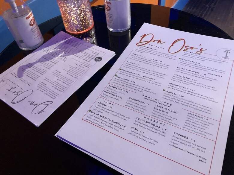 Don Oso's - Vancouver, BC menu_pic