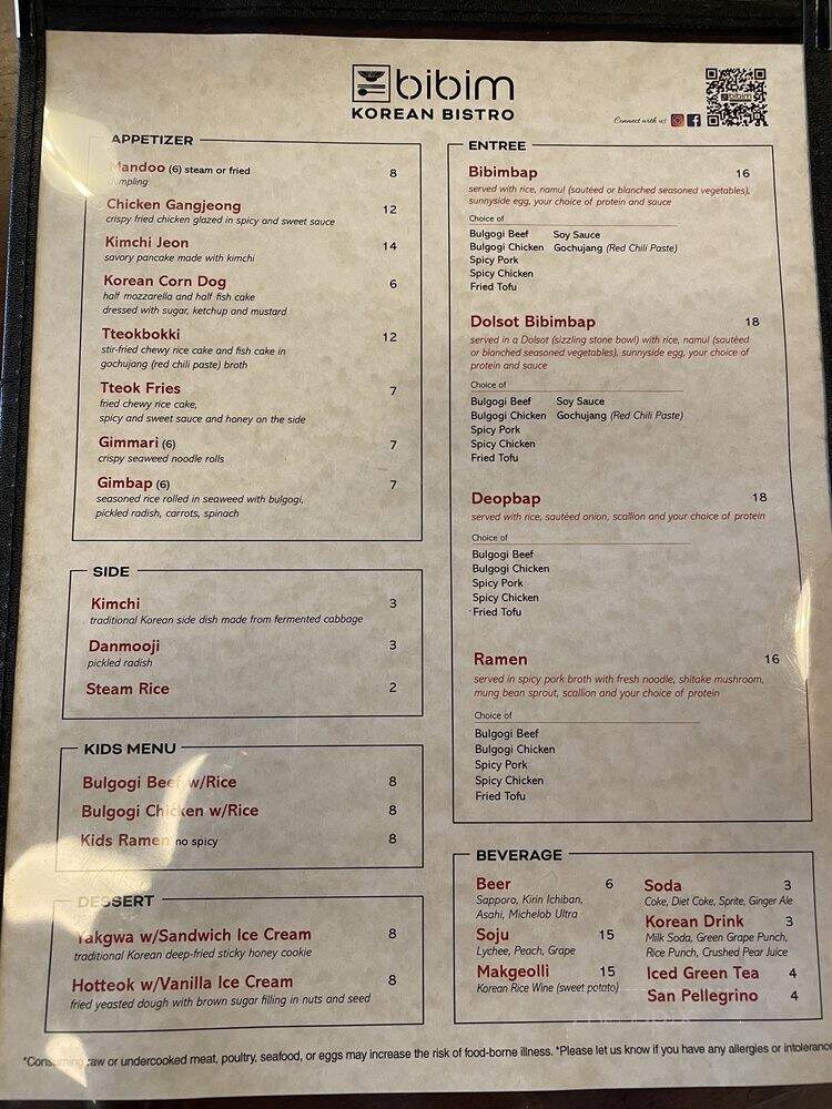 Bibim Korean Bistro - Charlotte, NC menu_pic
