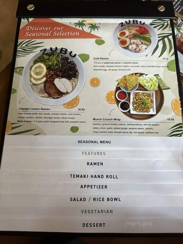 Zubu - Vancouver, BC menu_pic