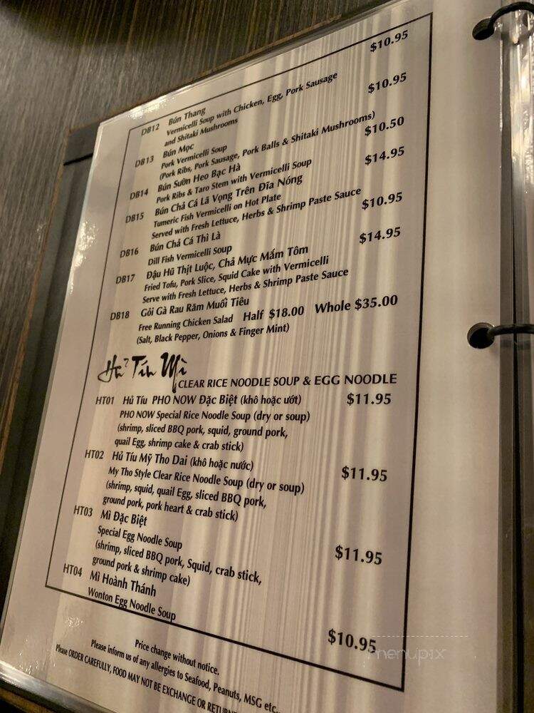 Pho Now - Toronto, ON menu_pic