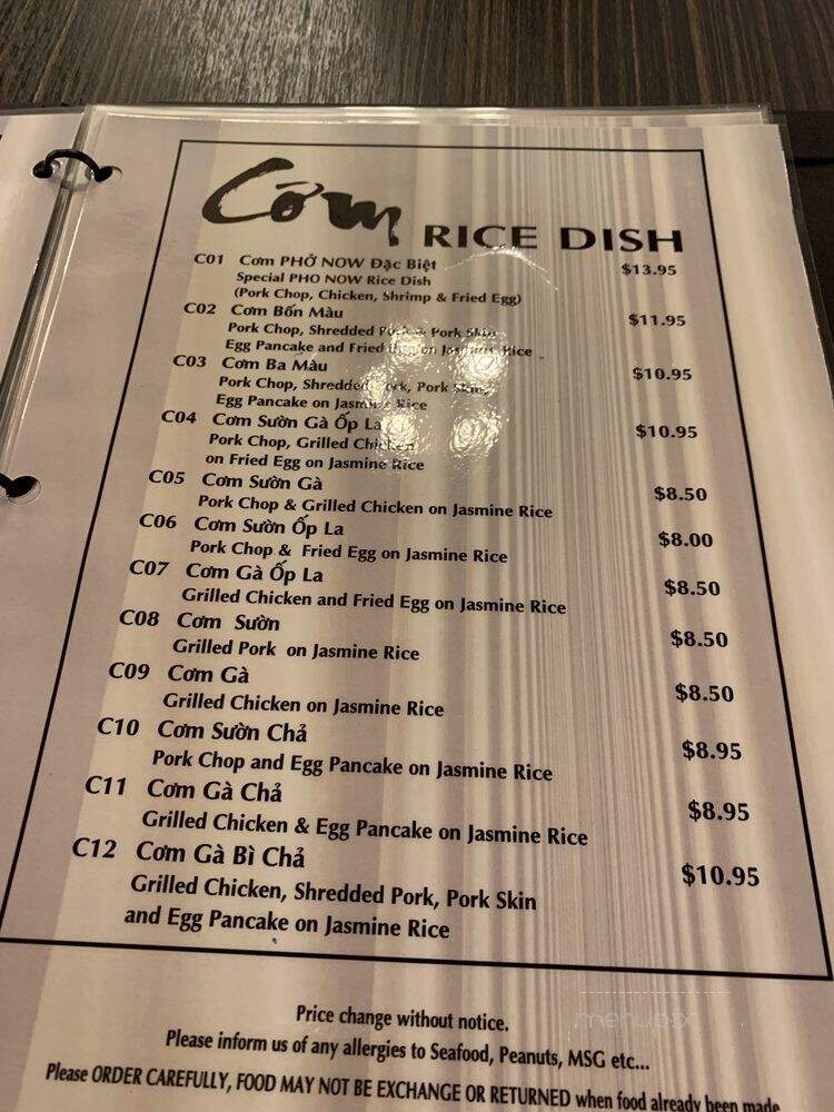 Pho Now - Toronto, ON menu_pic