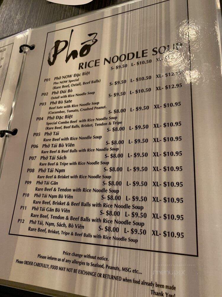 Pho Now - Toronto, ON menu_pic