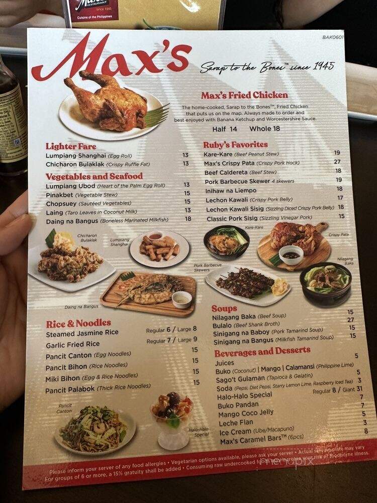 Max's Restaurant - Bakersfield, CA menu_pic