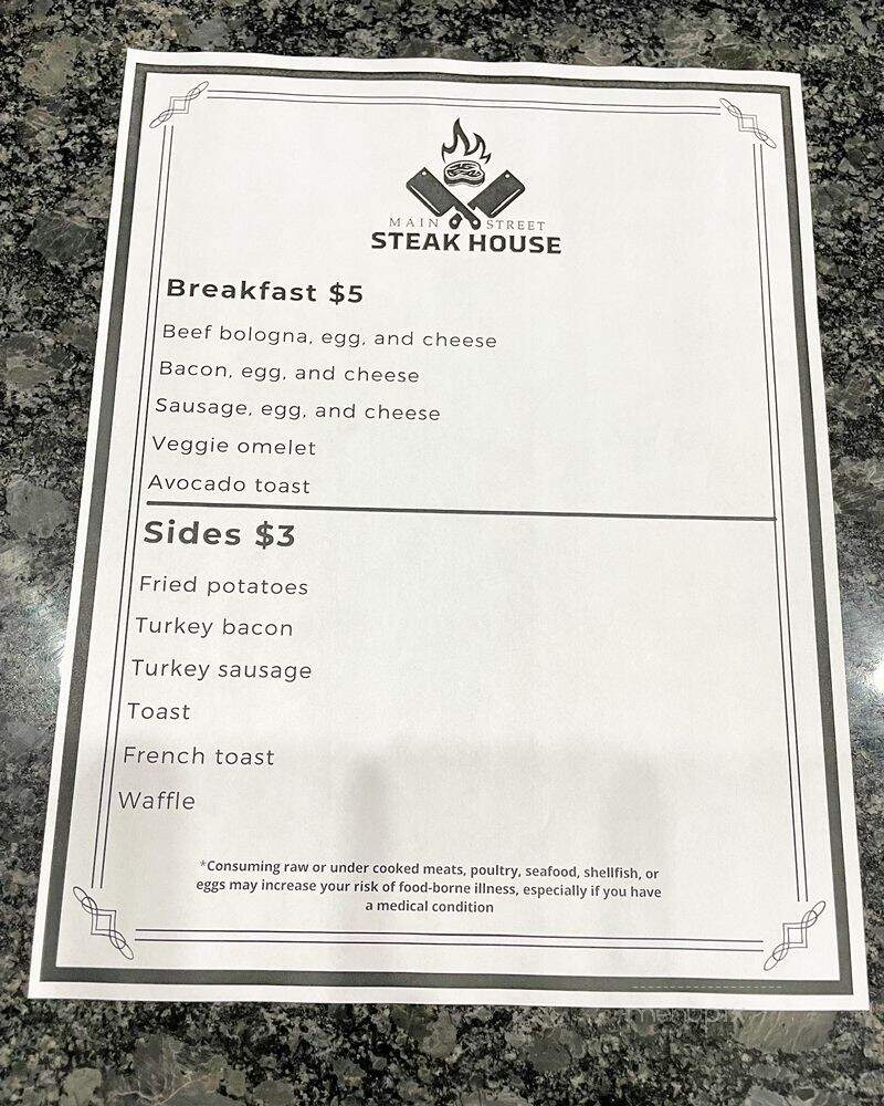 Main Street Steakhouse - Richmond, VA menu_pic