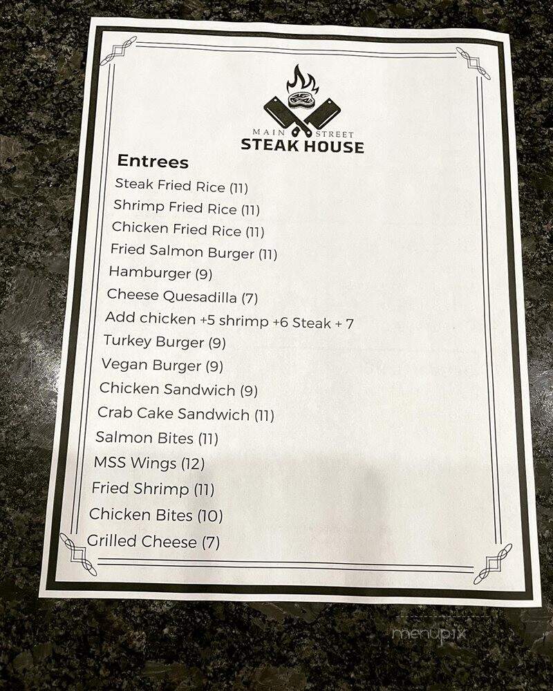 Main Street Steakhouse - Richmond, VA menu_pic