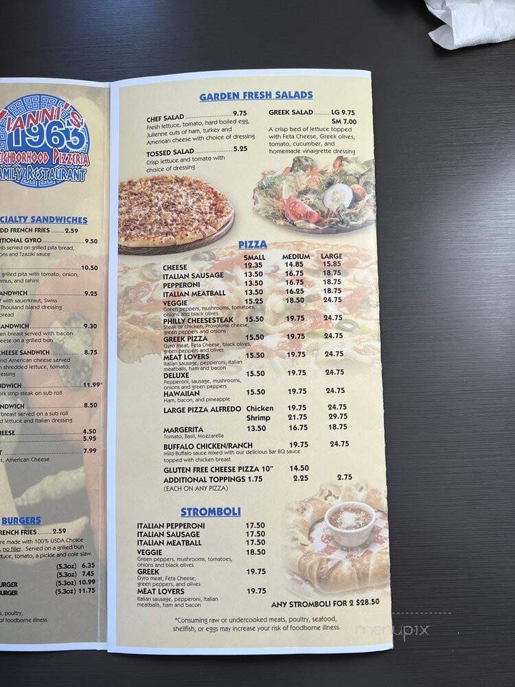 Yianni's Neighborhood Pizzeria - Chesapeake, VA menu_pic