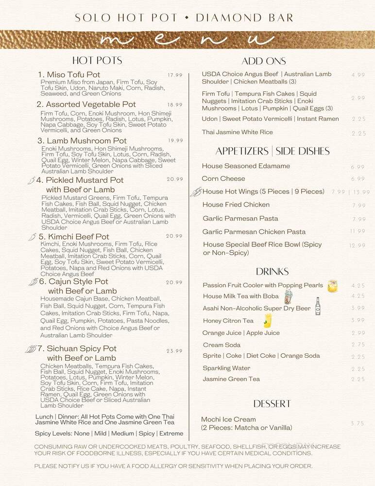 Solo Hot Pot - Diamond Bar, CA menu_pic