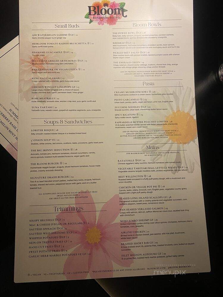 Bloom Botanical Bistro - Queens, NY menu_pic