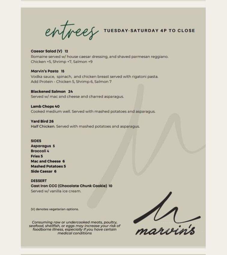 Marvin's Restaurant & Lounge - Columbus, OH menu_pic