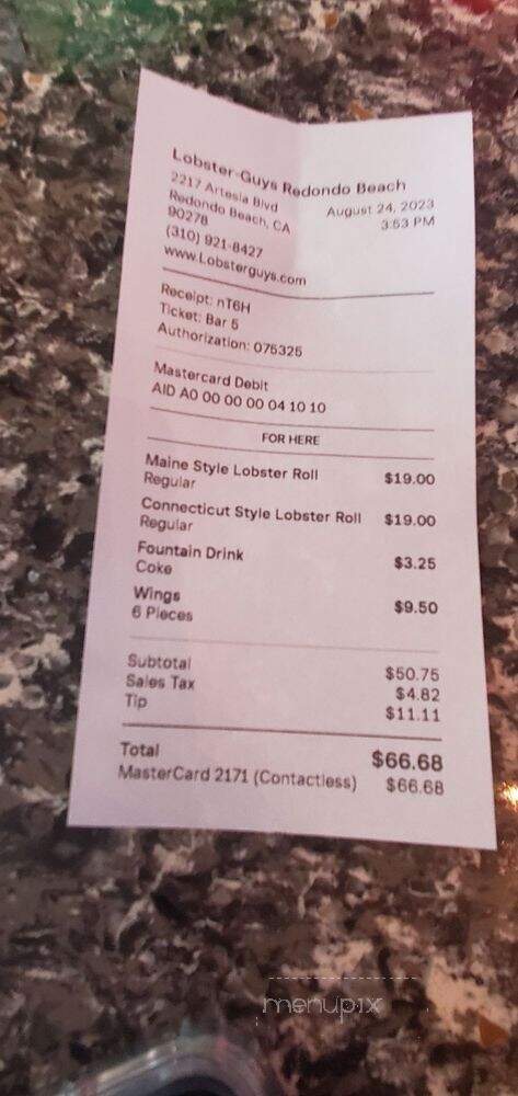 Lobster - Redondo Beach, CA menu_pic