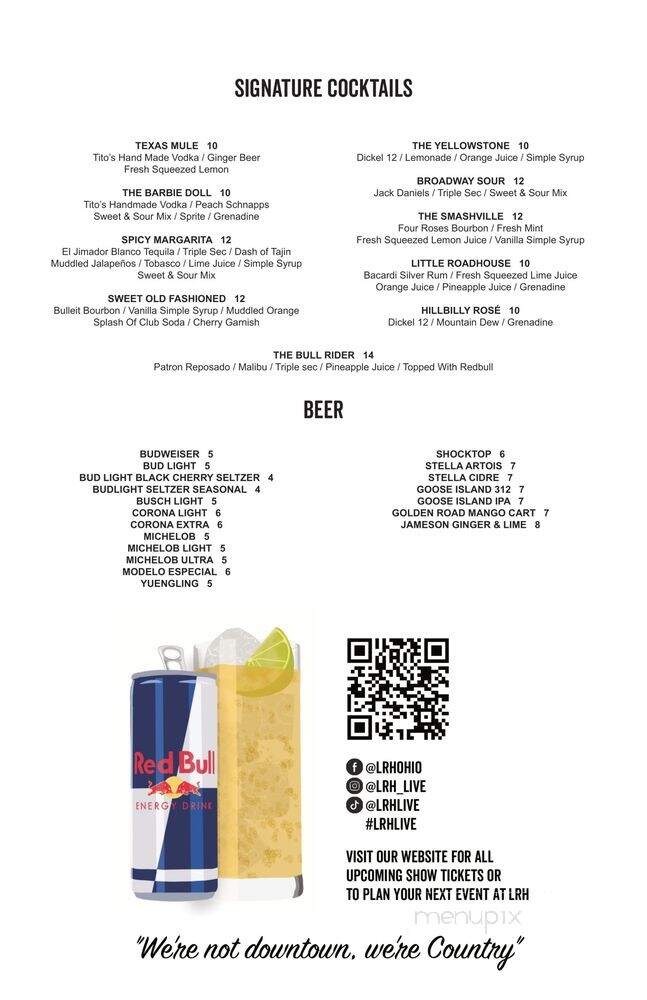 Lori's Roadhouse - Beckett Ridge, OH menu_pic