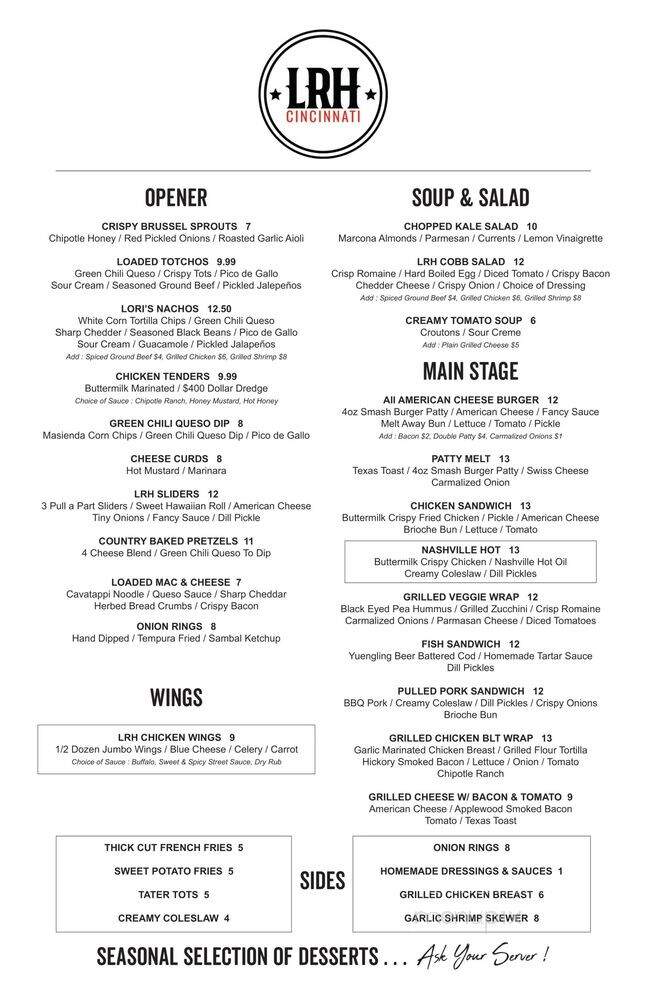 Lori's Roadhouse - Beckett Ridge, OH menu_pic
