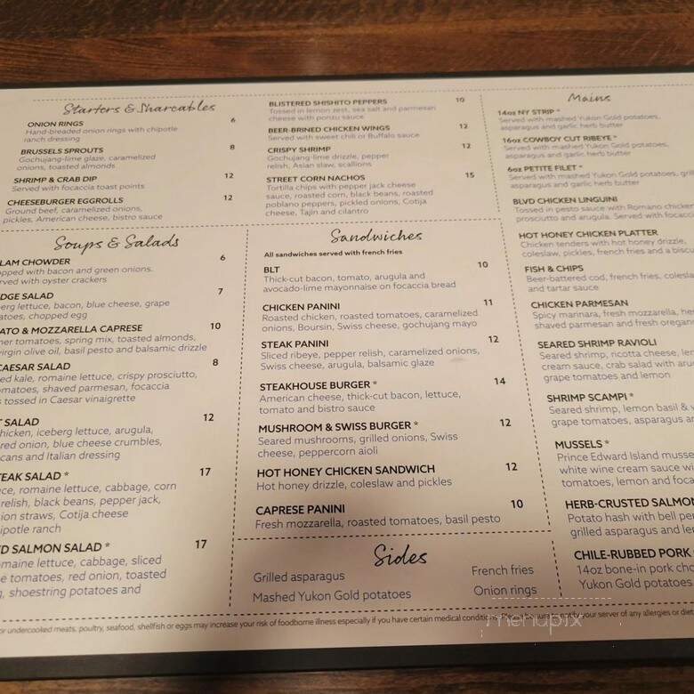 BLVD Grille - Henderson, NV menu_pic