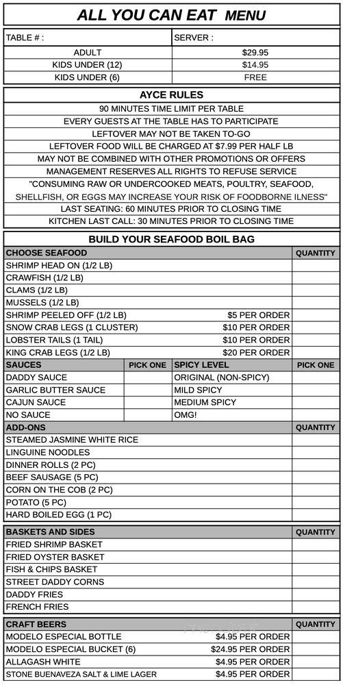 The Boil Daddy - Los Angeles, CA menu_pic