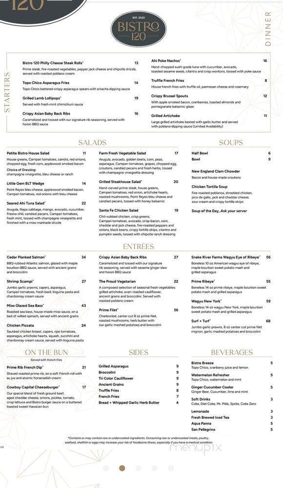 Bistro 120 - Oakdale, CA menu_pic