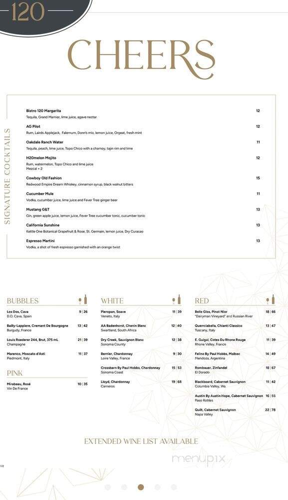 Bistro 120 - Oakdale, CA menu_pic