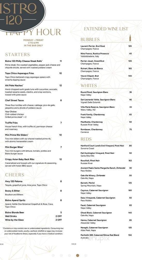 Bistro 120 - Oakdale, CA menu_pic
