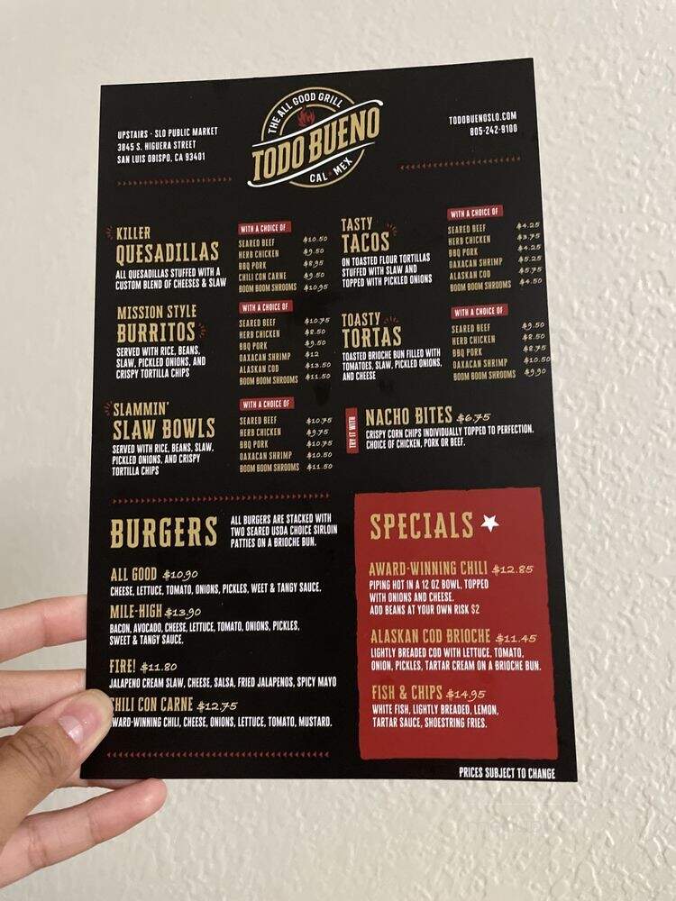Todo Bueno - San Luis Obispo, CA menu_pic