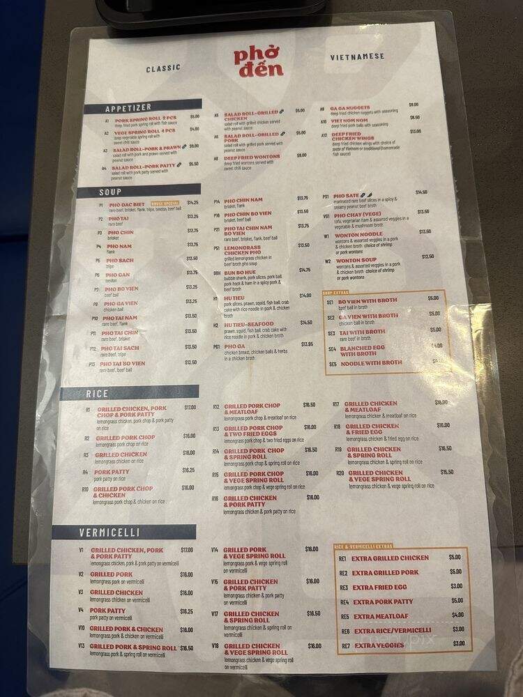 Pho Den - Burnaby, BC menu_pic