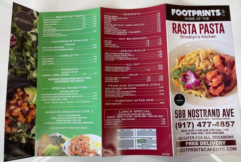 Footprints Cafe - Brooklyn, NY menu_pic