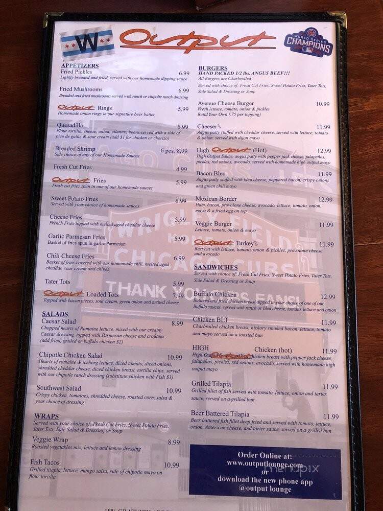 Output Wrigleyville - Chicago, IL menu_pic