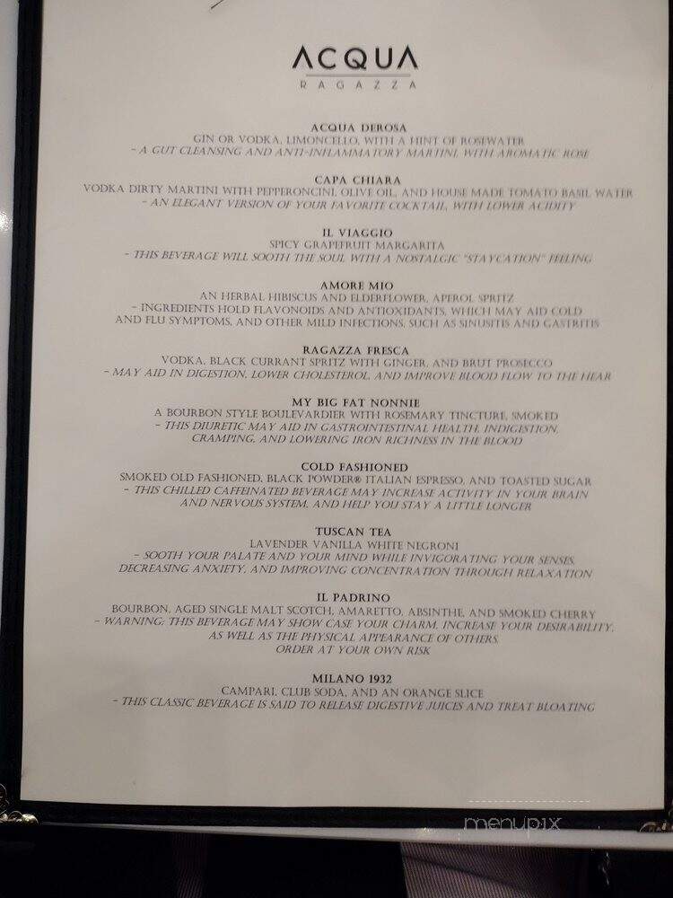Acqua Ragazza - Mooresville, NC menu_pic
