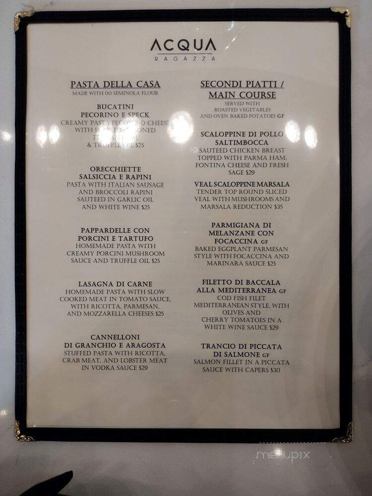 Acqua Ragazza - Mooresville, NC menu_pic