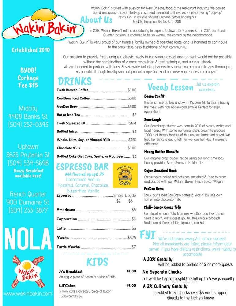 Wakin Bakin - New Orleans, LA menu_pic
