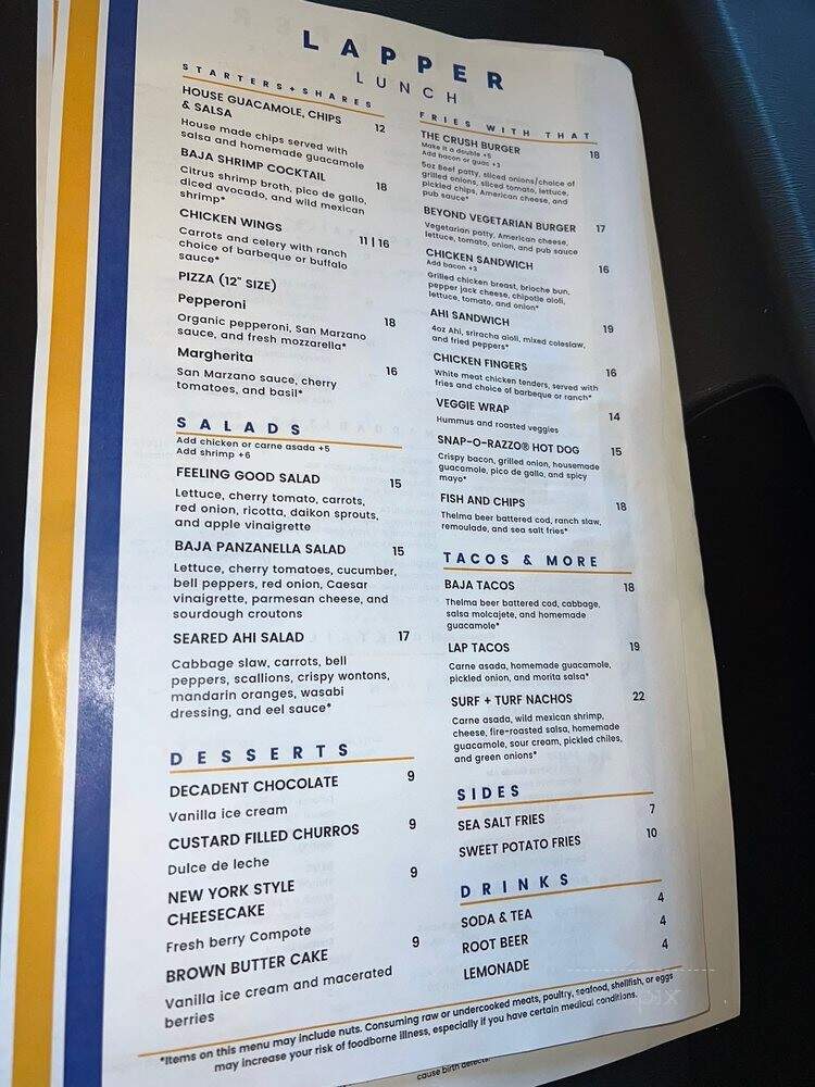 Lapper Kitchen & Tap - San Diego, CA menu_pic
