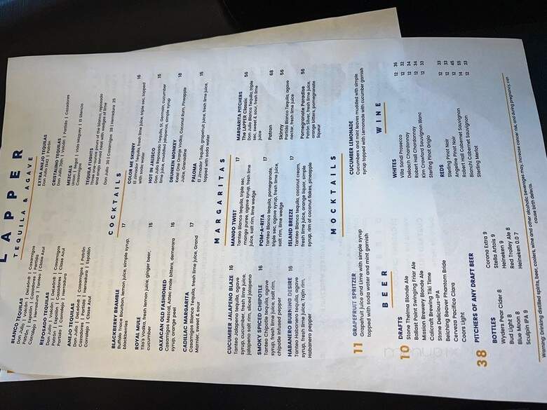 Lapper Kitchen & Tap - San Diego, CA menu_pic