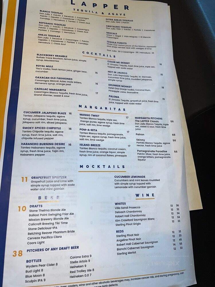 Lapper Kitchen & Tap - San Diego, CA menu_pic