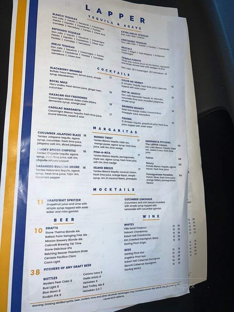 Lapper Kitchen & Tap - San Diego, CA menu_pic