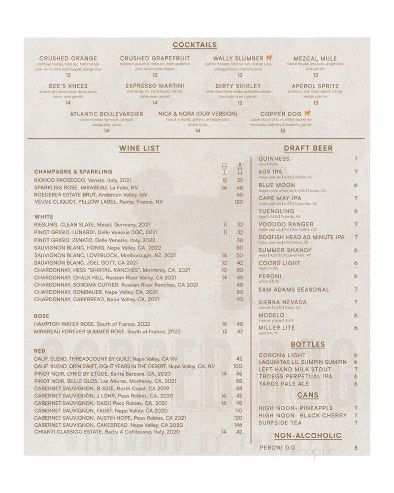 Copper Dog - Wildwood, NJ menu_pic