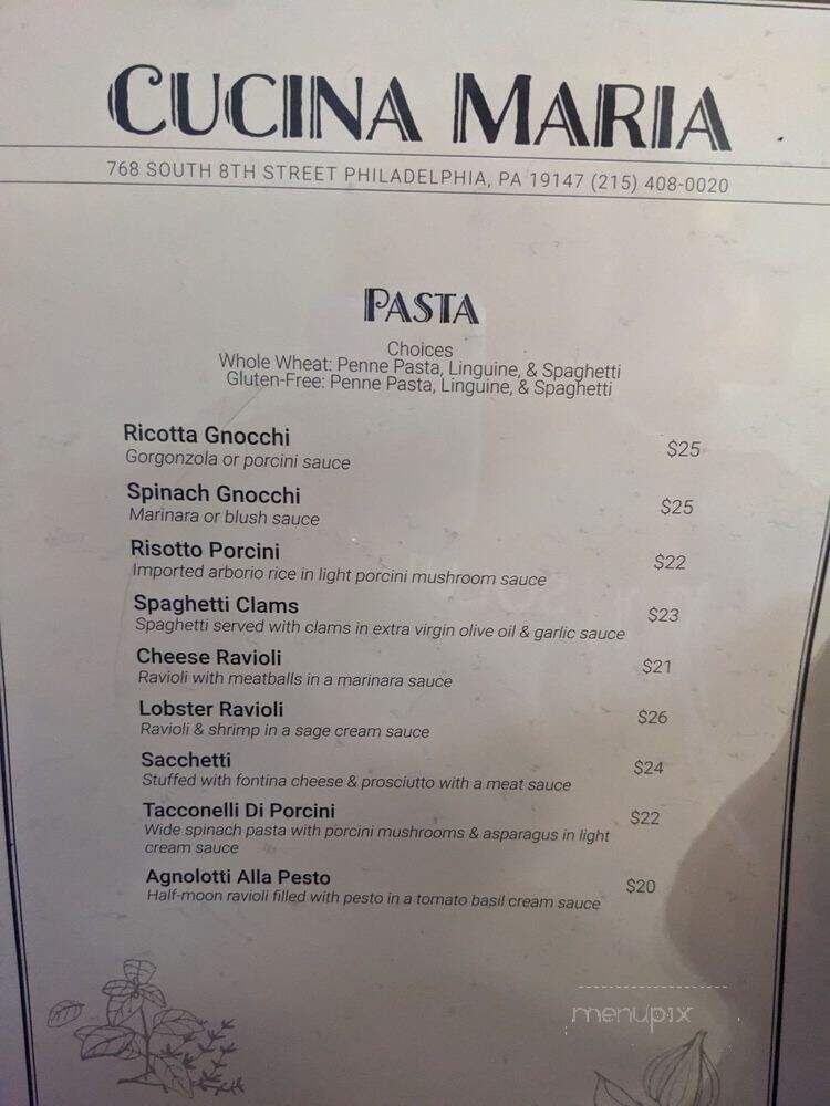 Cucina Maria - Philadelphia, PA menu_pic