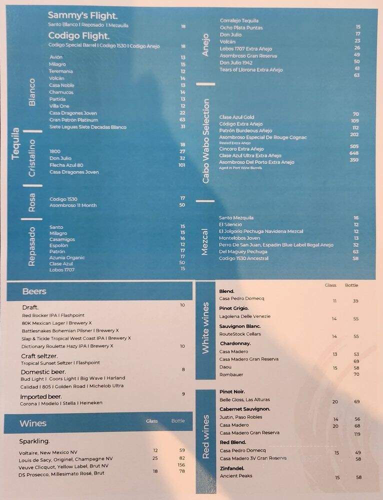 Cabo Wabo Beach Club - Huntington Beach, CA menu_pic